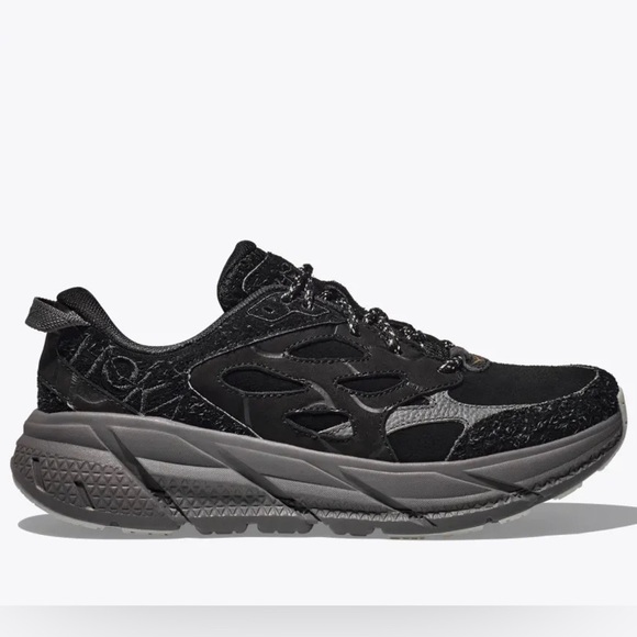 NWT Hoka Clifton Elite Terrain System L Suede Leather All Black Unisex Sneakers main image 15